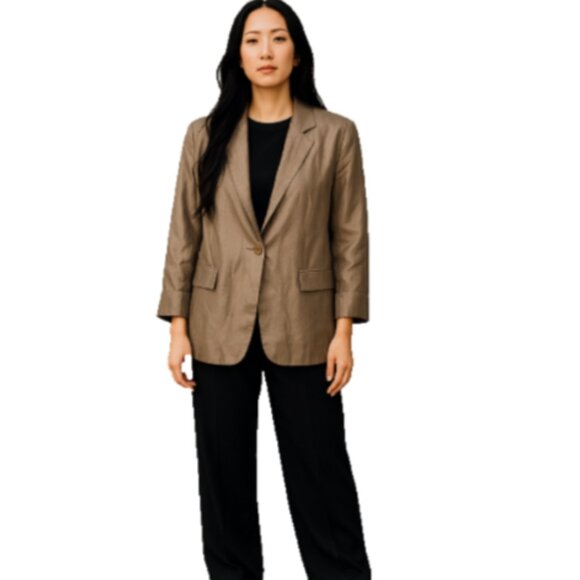 H&M Women’s Oversized Jacket Sz M Beige Wide Sleeve Casual Coat NEW Runs Big - Picture 4 of 15